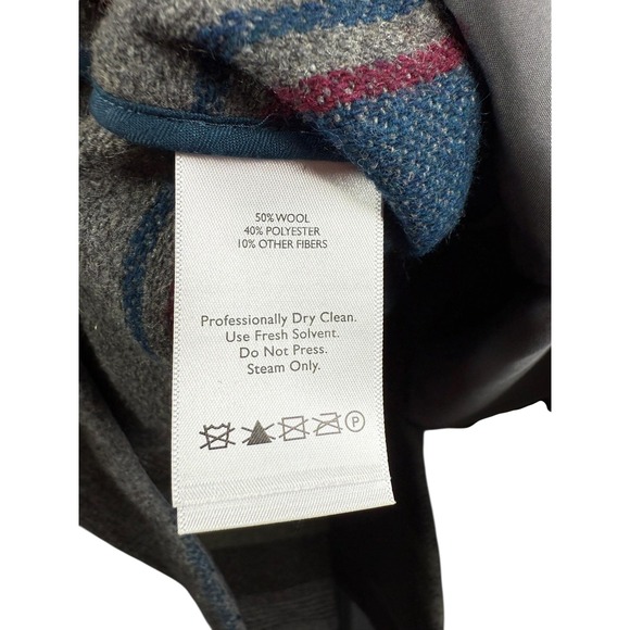 Eddie Bauer Poncho Womens Medium Gray Wool Blend Striped Cape Jacket Coat - Picture 6 of 7